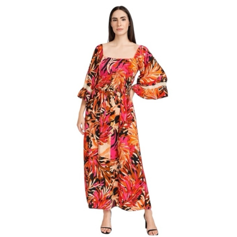 Live 4 Truth NEW Floral Multicolor Square Neck Tropical Boho Maxi Dress Size 1X